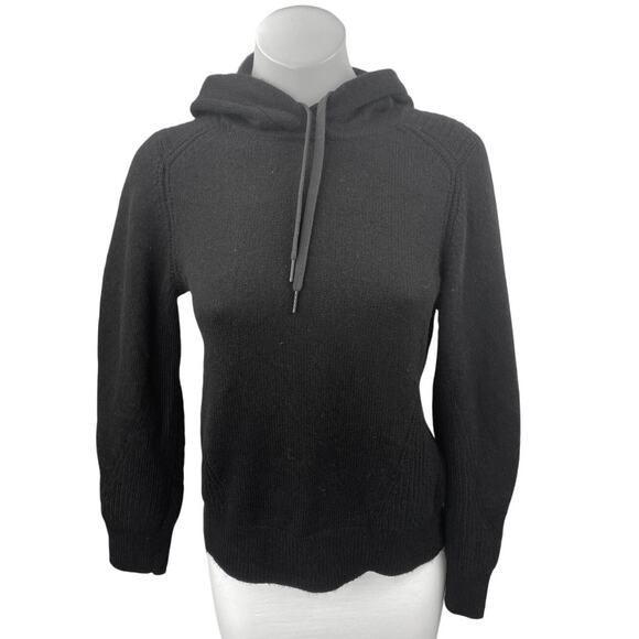 Rag & Bone 100% Cashmere Black Drawstring Hooded Hoodie Sweatshirt Sweater Top S - Picture 1 of 3